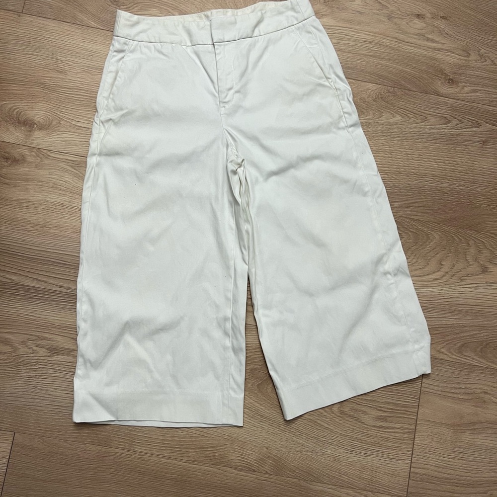 Everlane Women's White Cropped Wide Leg Cotton Pants